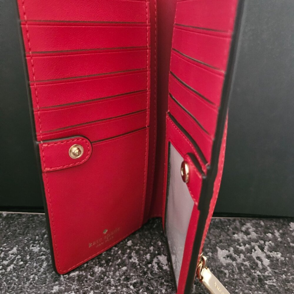 Kate Spade New York Saffiano Red Leather Wallet - Picture 2 of 5